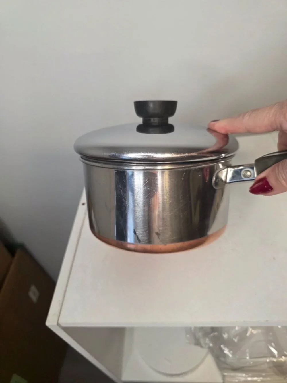 Revere Ware 1 Quart Copper Bottom Pot With Lid Neptune Handle